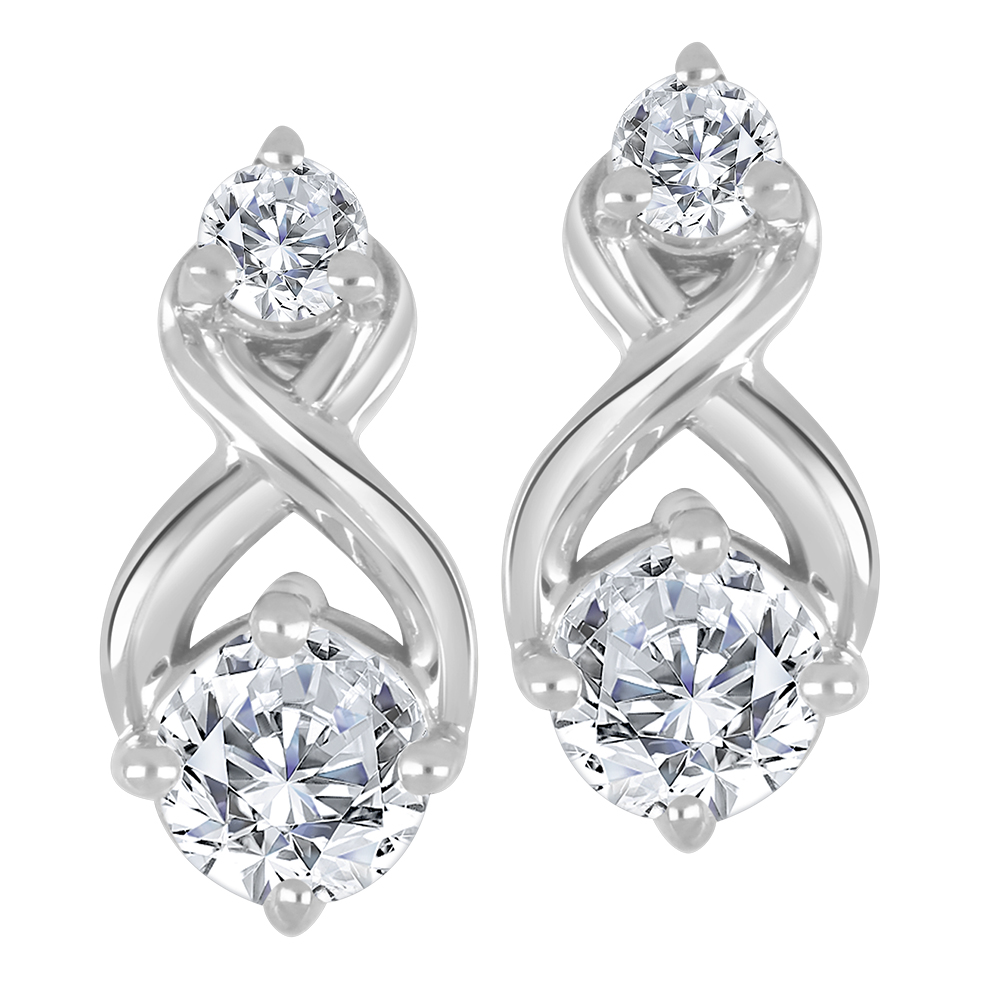 Boucles d'oreilles en argent 925 rhodié et diamants de laboratoire