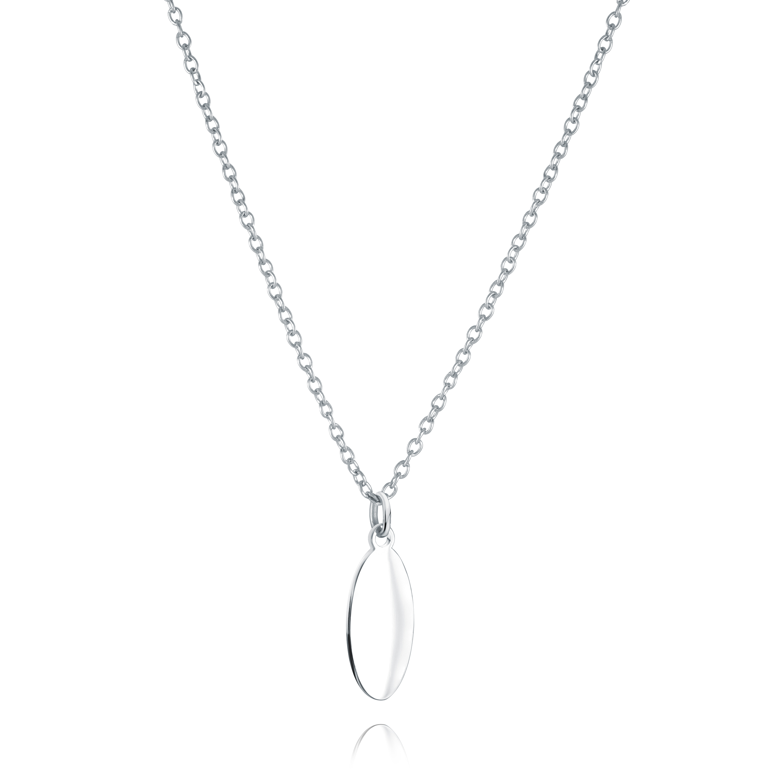 Ensemble chaîne et pendentif ovale en acier
