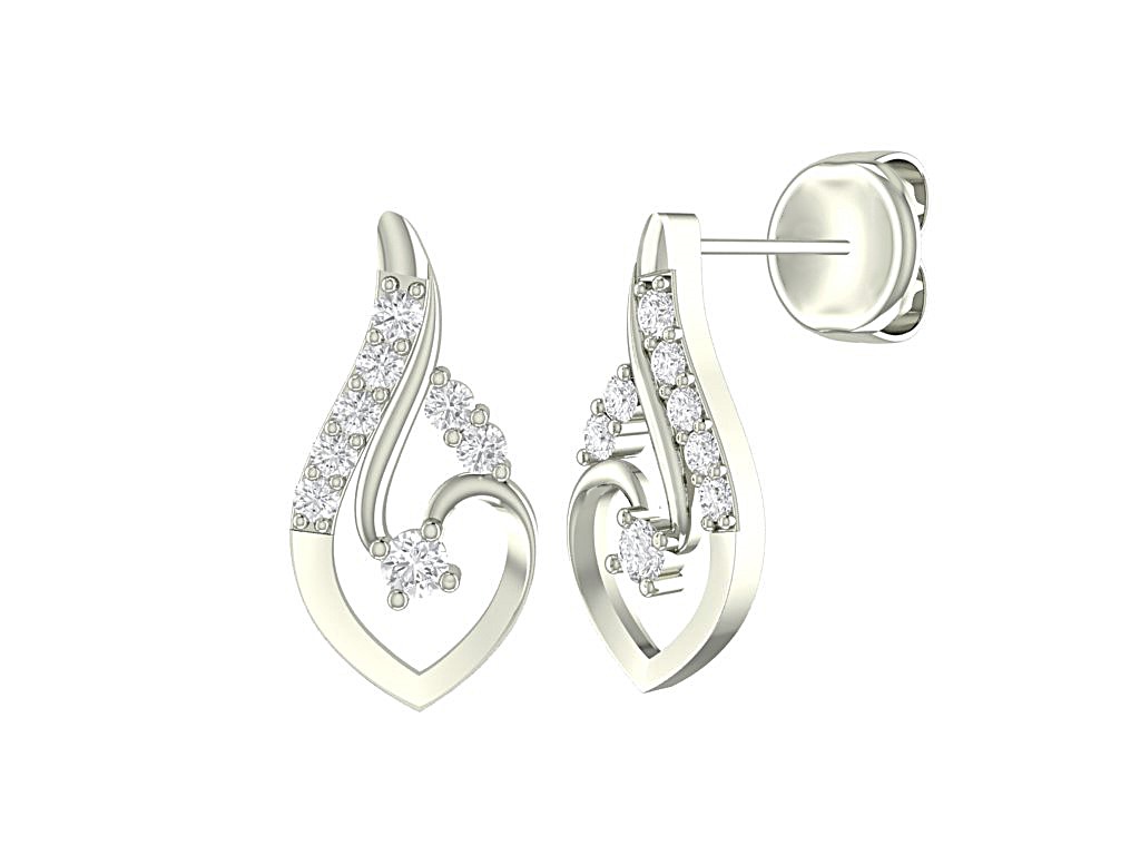Boucles d'oreilles or blanc pendantes avec 16 diamants naturels