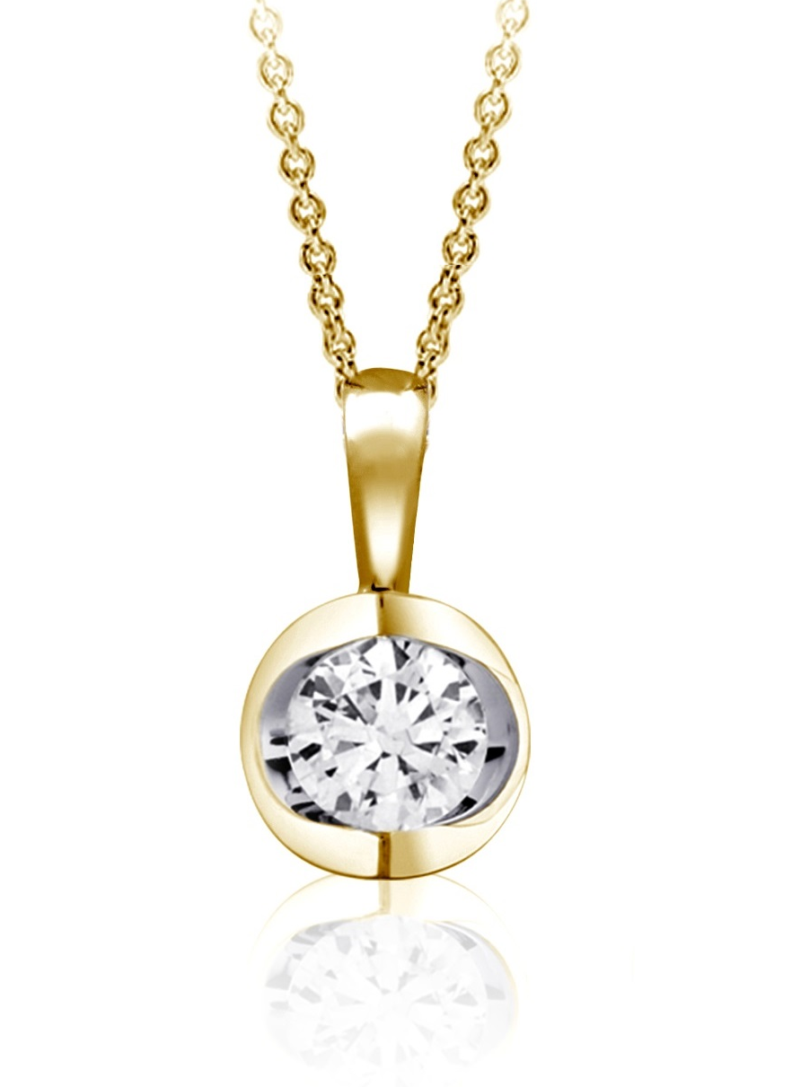 Pendentif et chaine or jaune 10k avec un diamant de laboratoire 0.25 ca