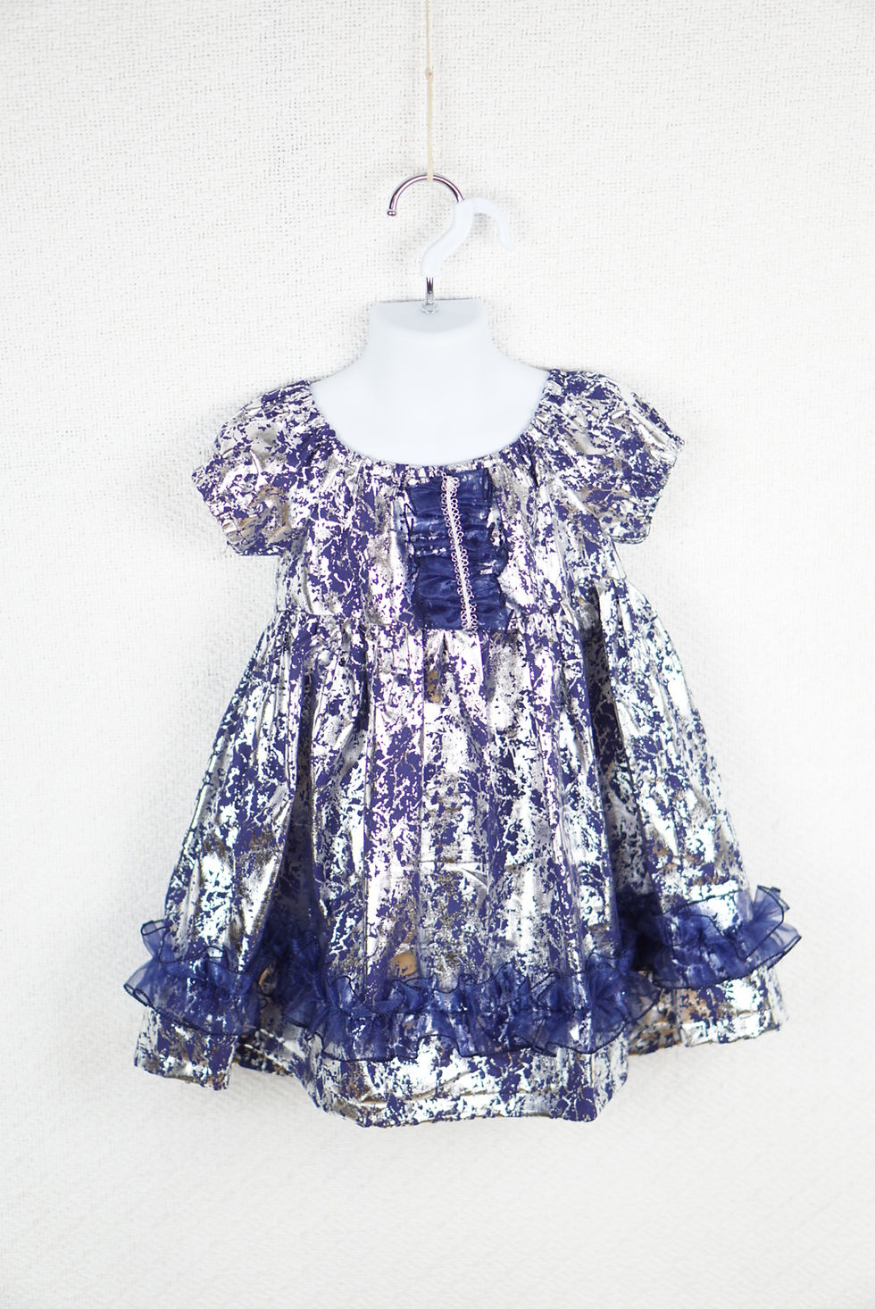 silver and blue dress front view