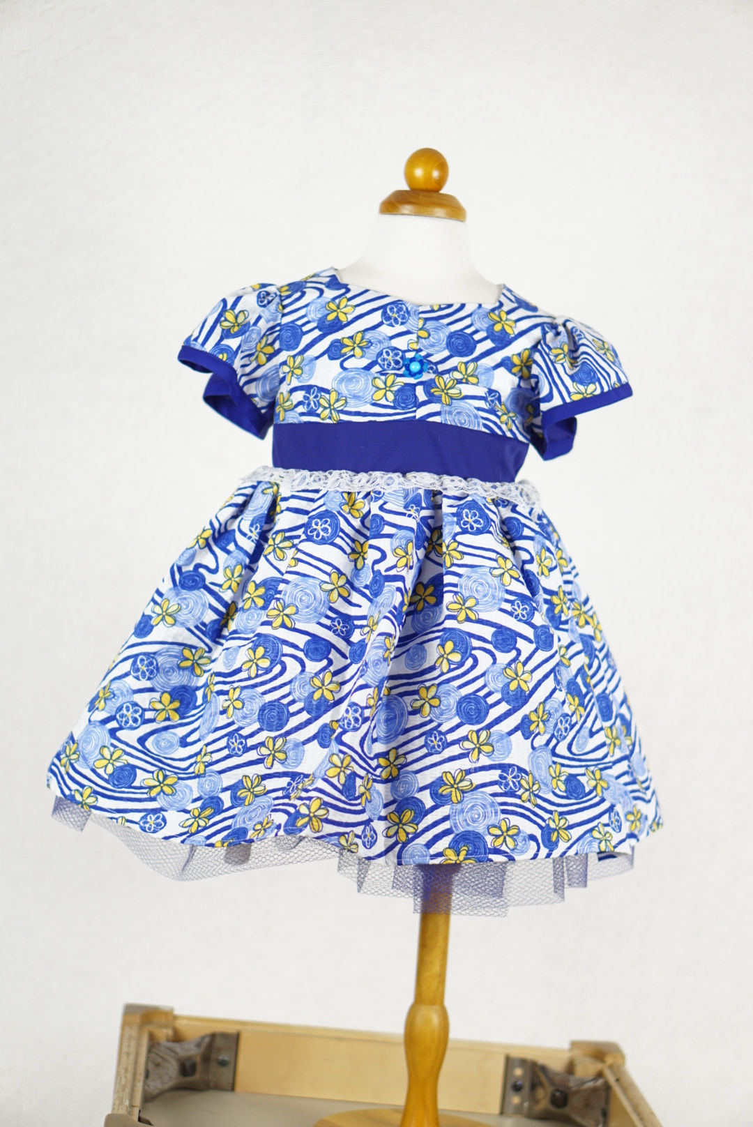 blue infant dress front ciew