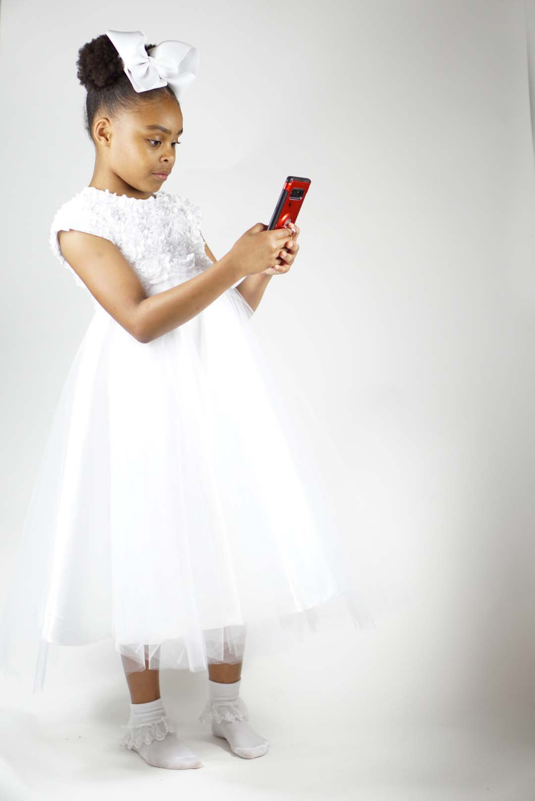 Flower Girl Dress Mid Length On Girl Model