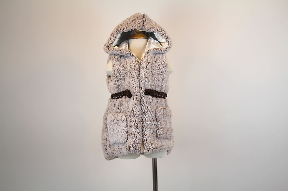 Thumbnail: faux fur brown vest on mannequin front view