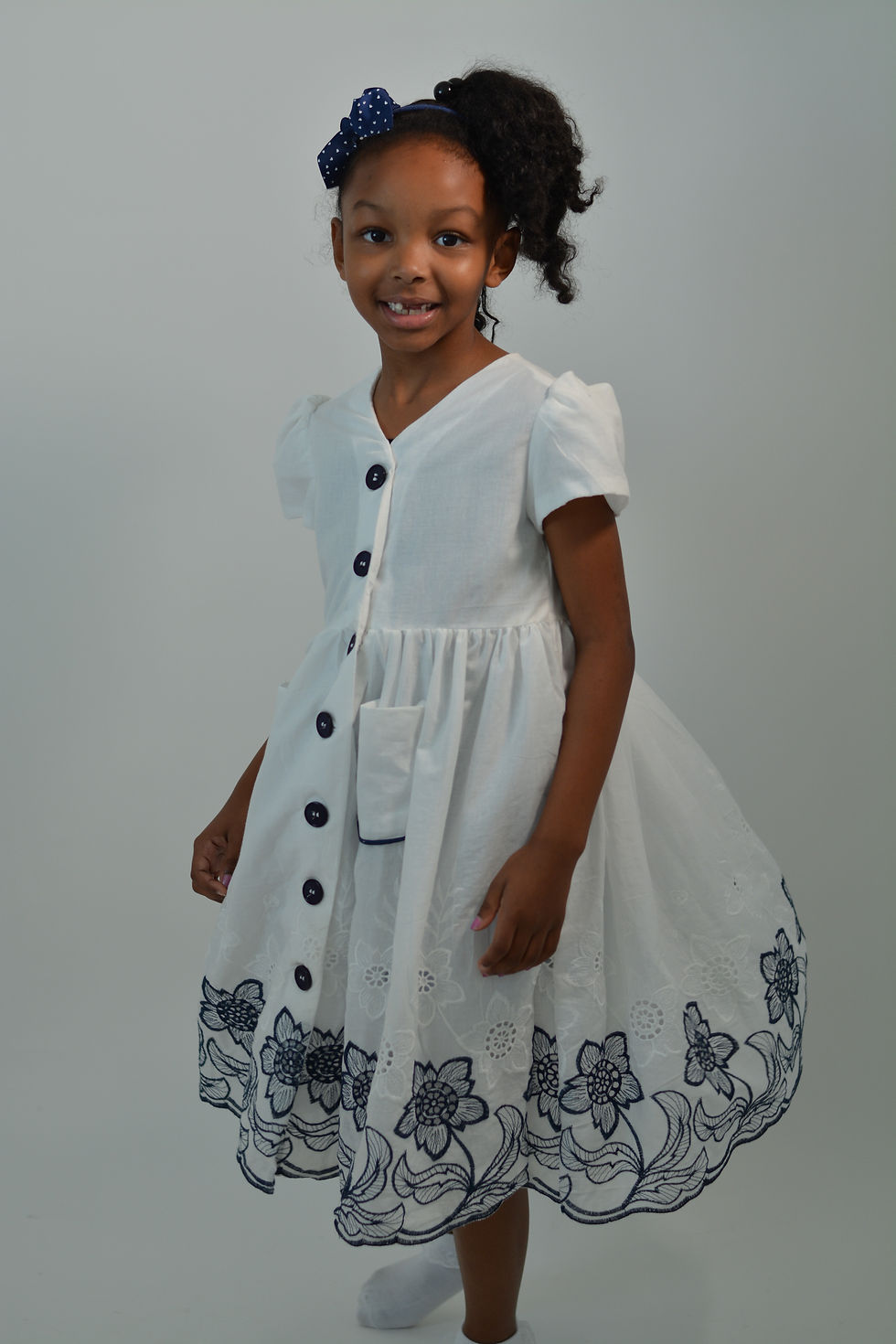 Thumbnail: Start of Spring White and Blue Embroidery Dress
