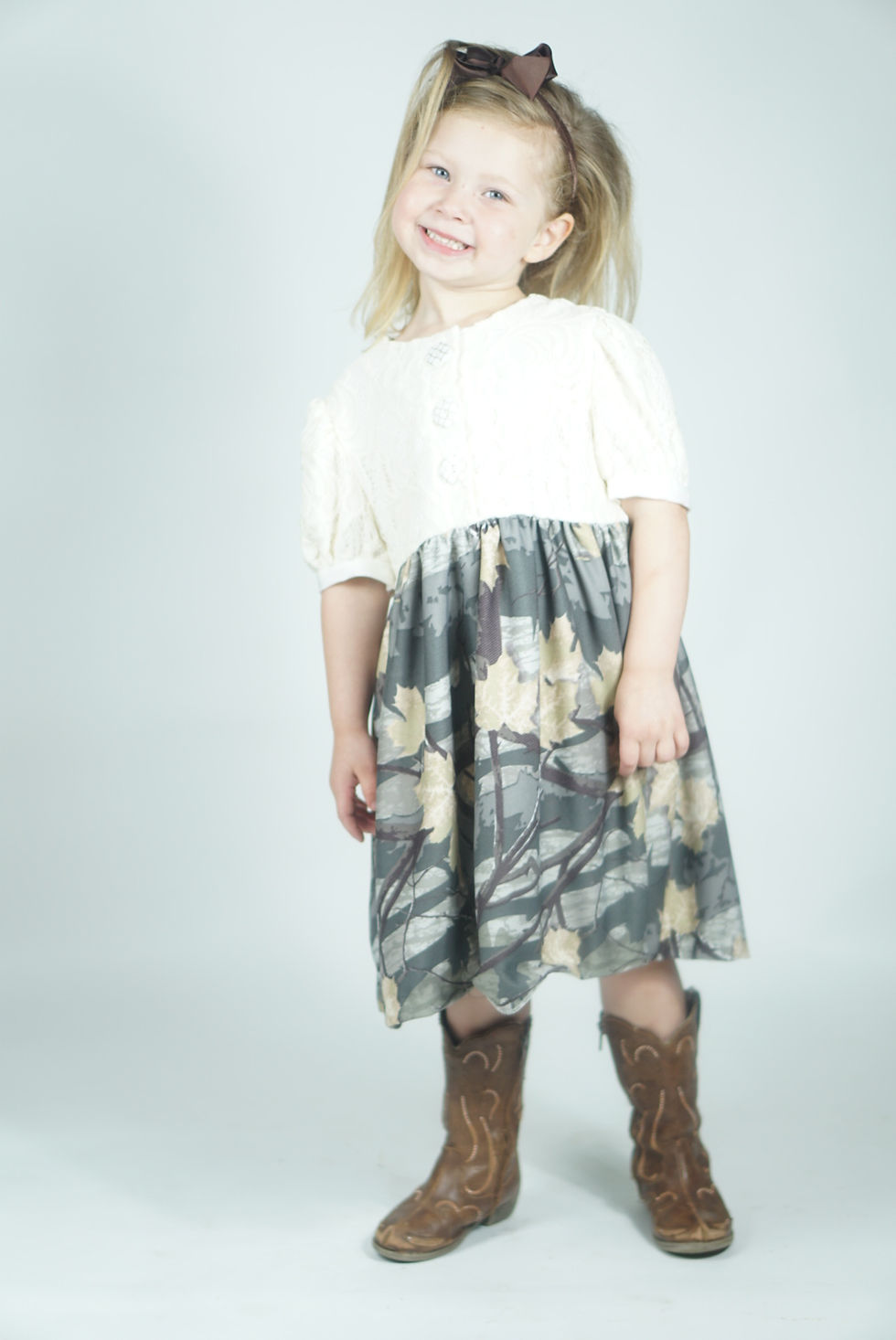 Camo and lace dress on girl model