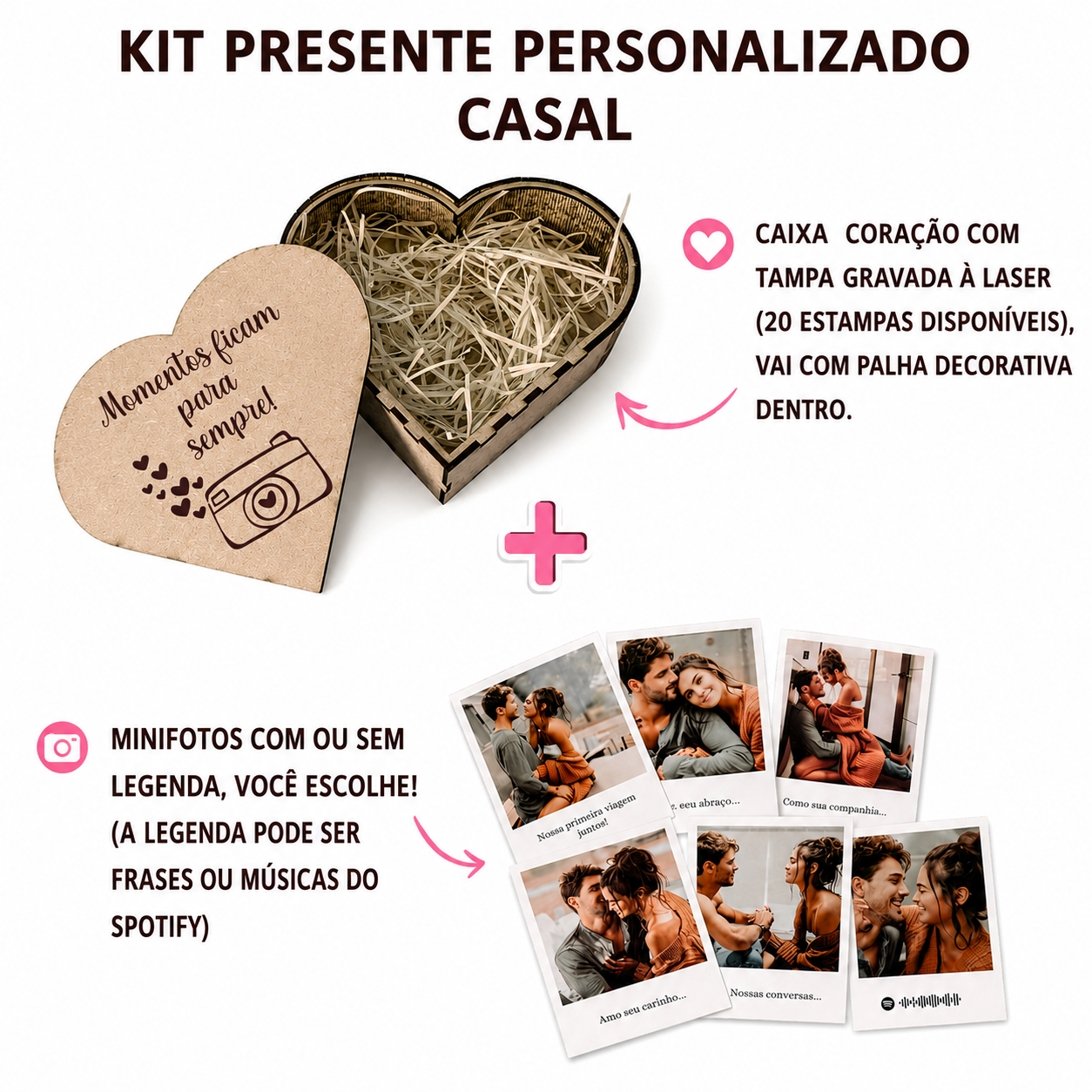 KIT Presente Personalizado Casais, Namorados, Amigos.