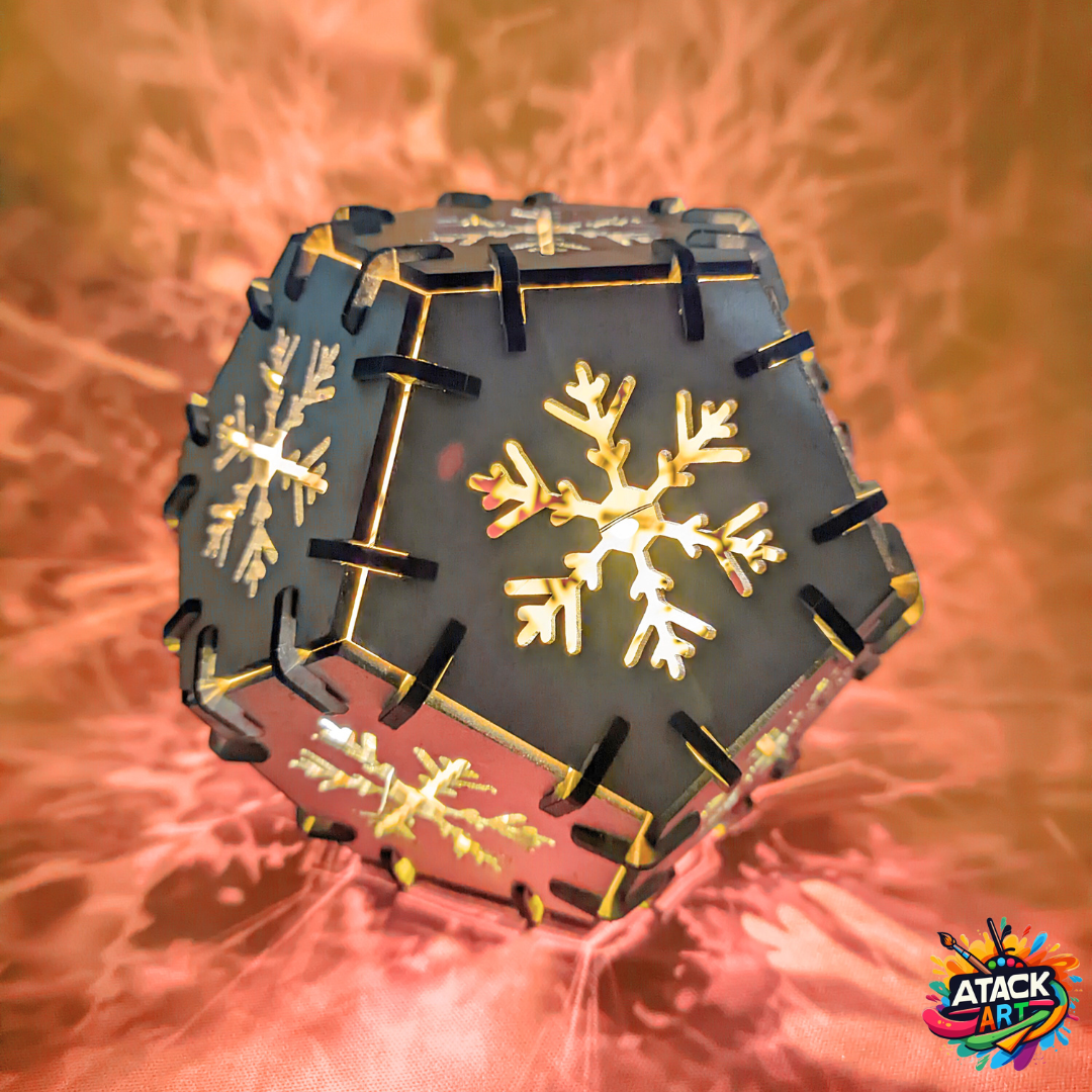 Luminária Floco de Neve em MDF – Iluminação LED com 3 Modos de Luz - Natal