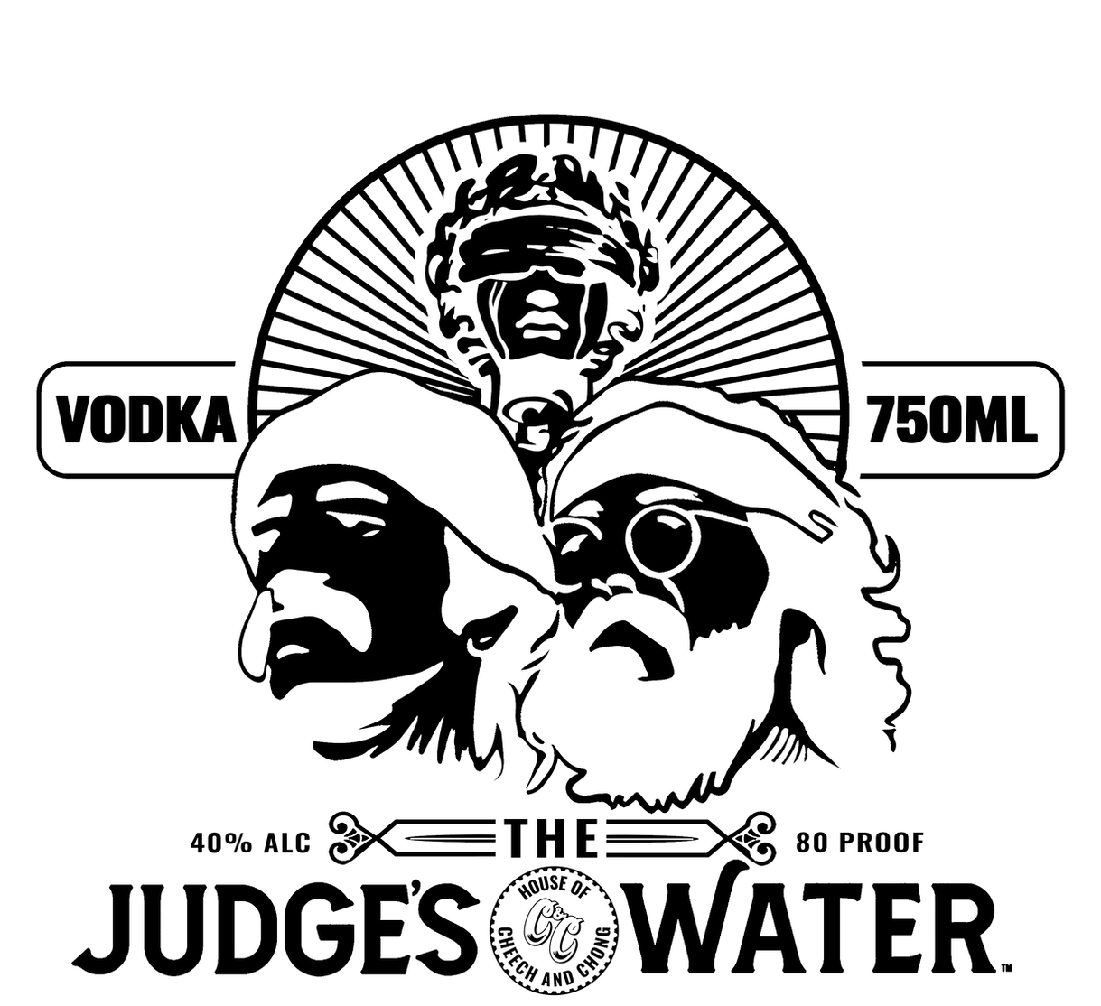 The Judge's water logo with Cheech and Chong