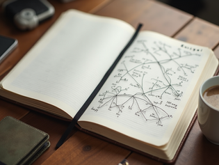a notebook with mindmap