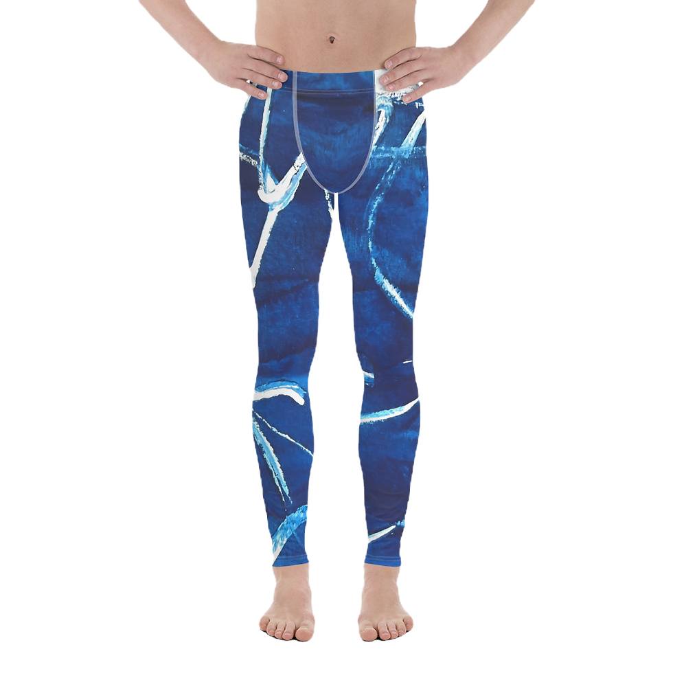 Men's Leggings - BlueWhite model back