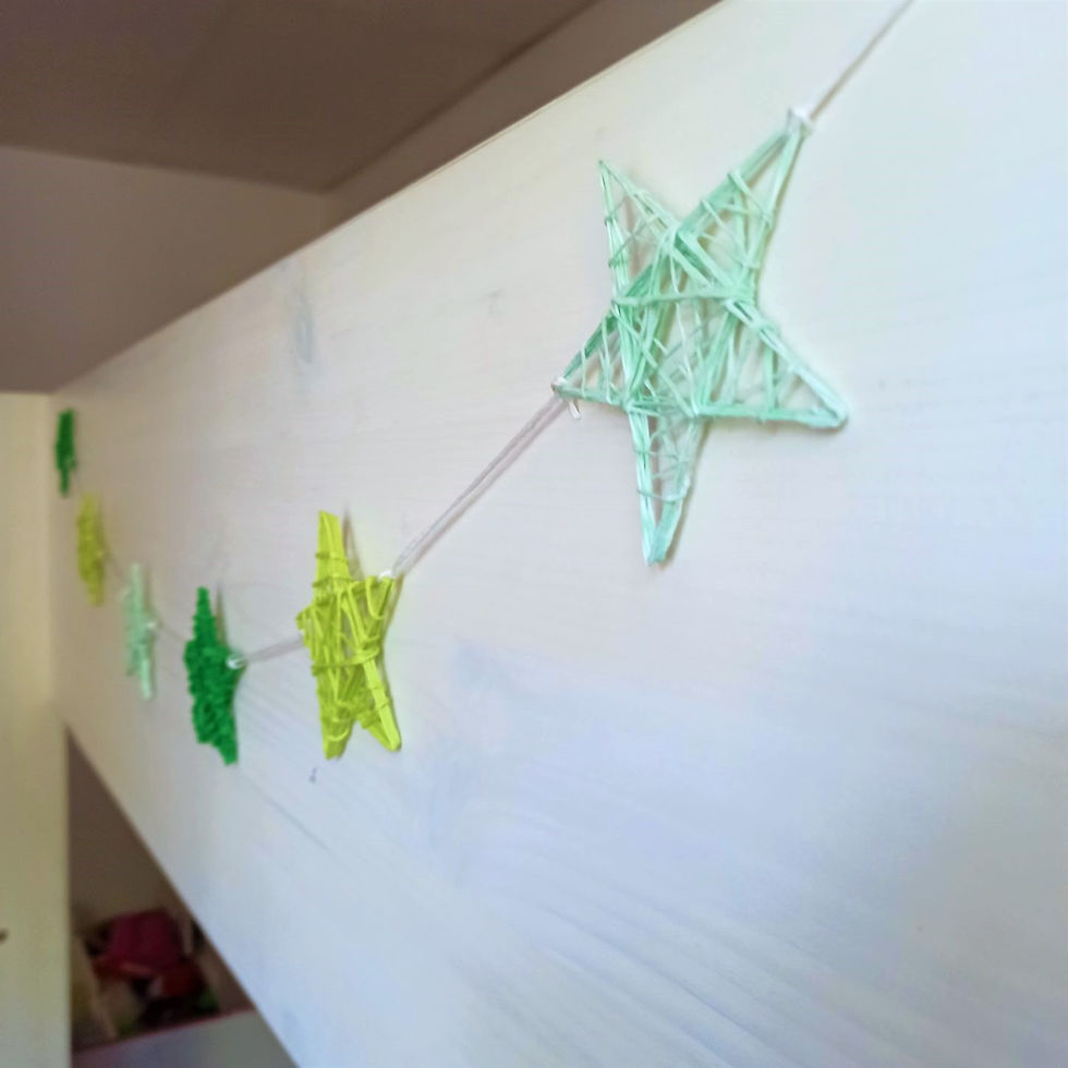 Miniature : guirlande d'étoiles vertes pour chambre d'enfant fait main par Léléo