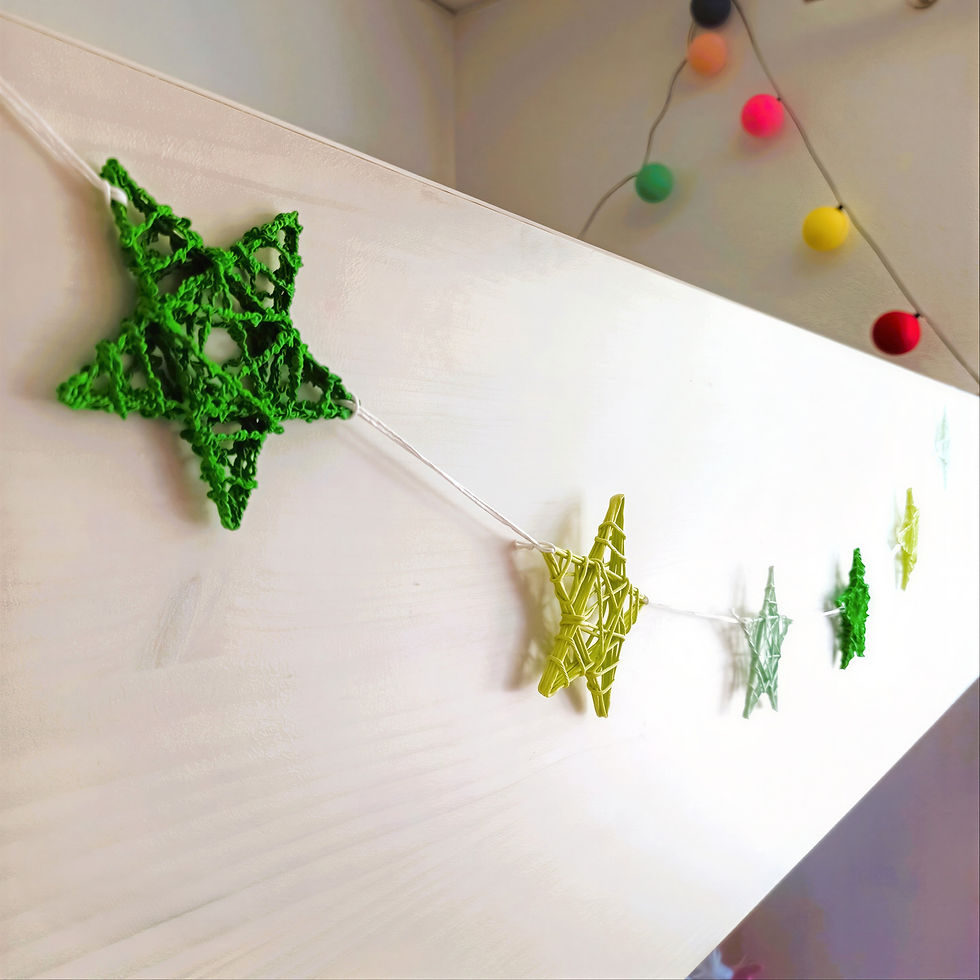 guirlande d'étoiles vertes pour chambre d'enfant fait main par Léléo