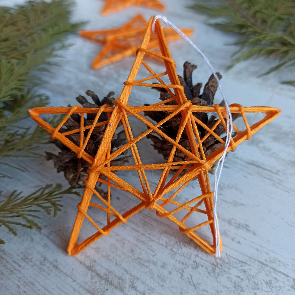 Miniature : Etoile orange pour une décoration de Noël joyeuse, fabrication locale par Léléo, France.