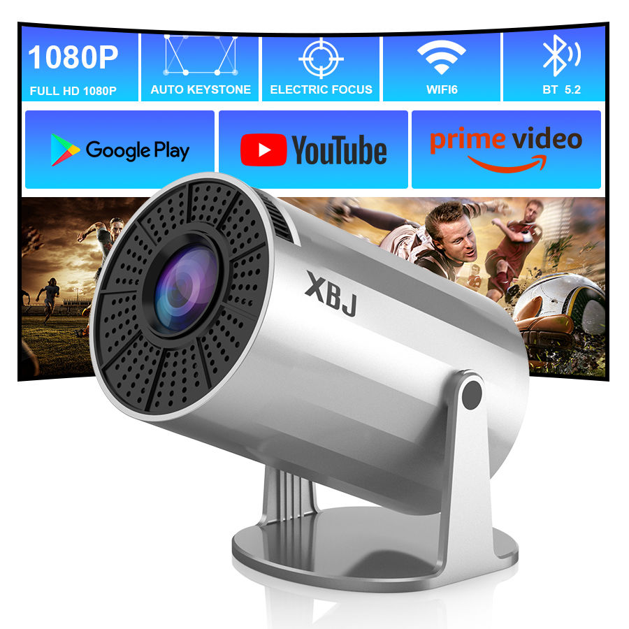 XBJ 4K Android 11 Portable Projector , BT5.0 Wifi6, LED Portable Projetor for Ho
