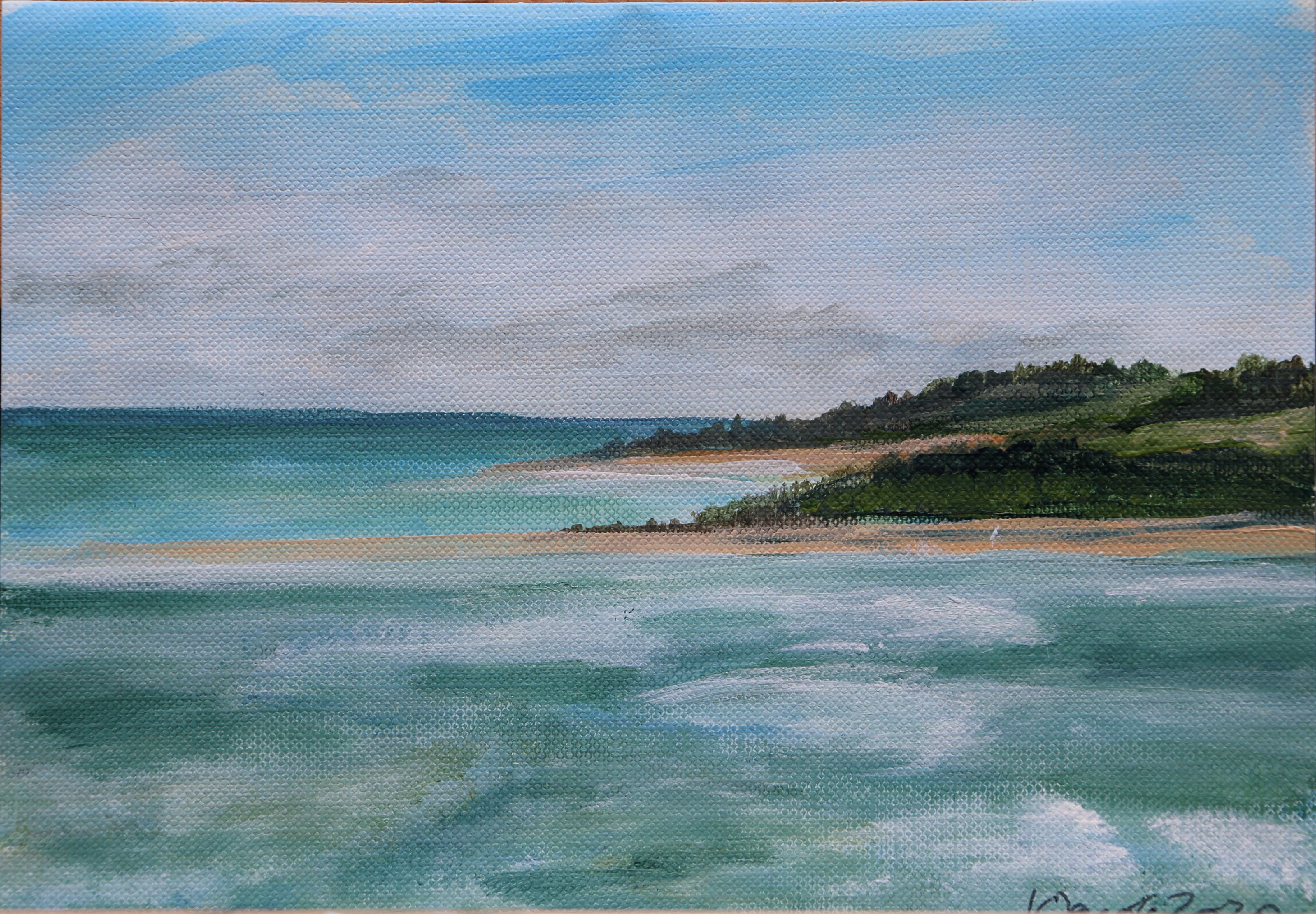 Original Acrylic Painting "Lawrencetown Beach Waves/Wind"