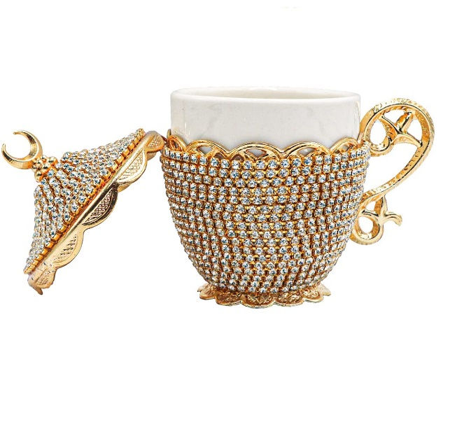 Thumbnail: LUXURY TURKISH TEA/COFFE SET - Porcelain, Swarovski Crystals. HANDMADE
