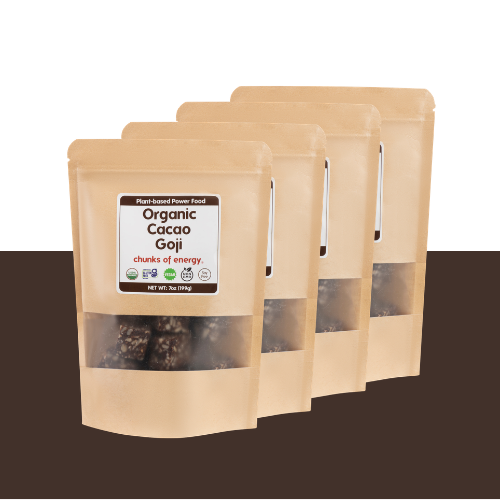 4 Organic and Gluten-Free Cacao Goji Chunks of Energy pouches