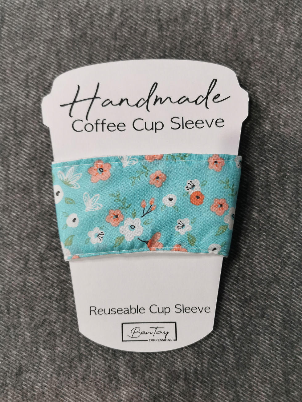 Coffee Sleeve - Aqua Flowers