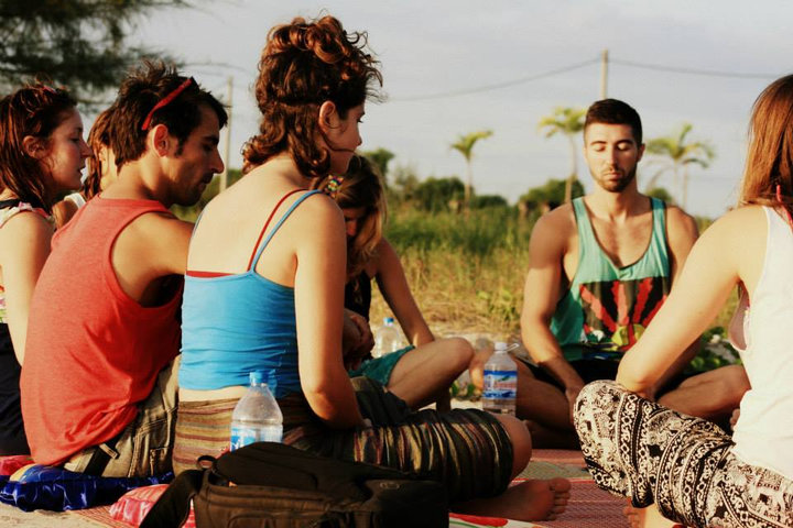 Meditating in Cambodia