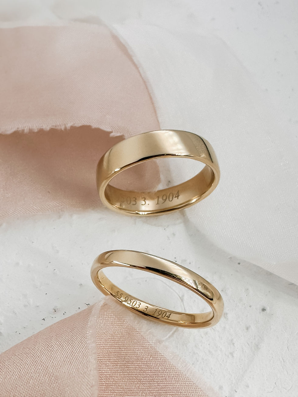 Classic Yellow Gold Wedding Band Pair