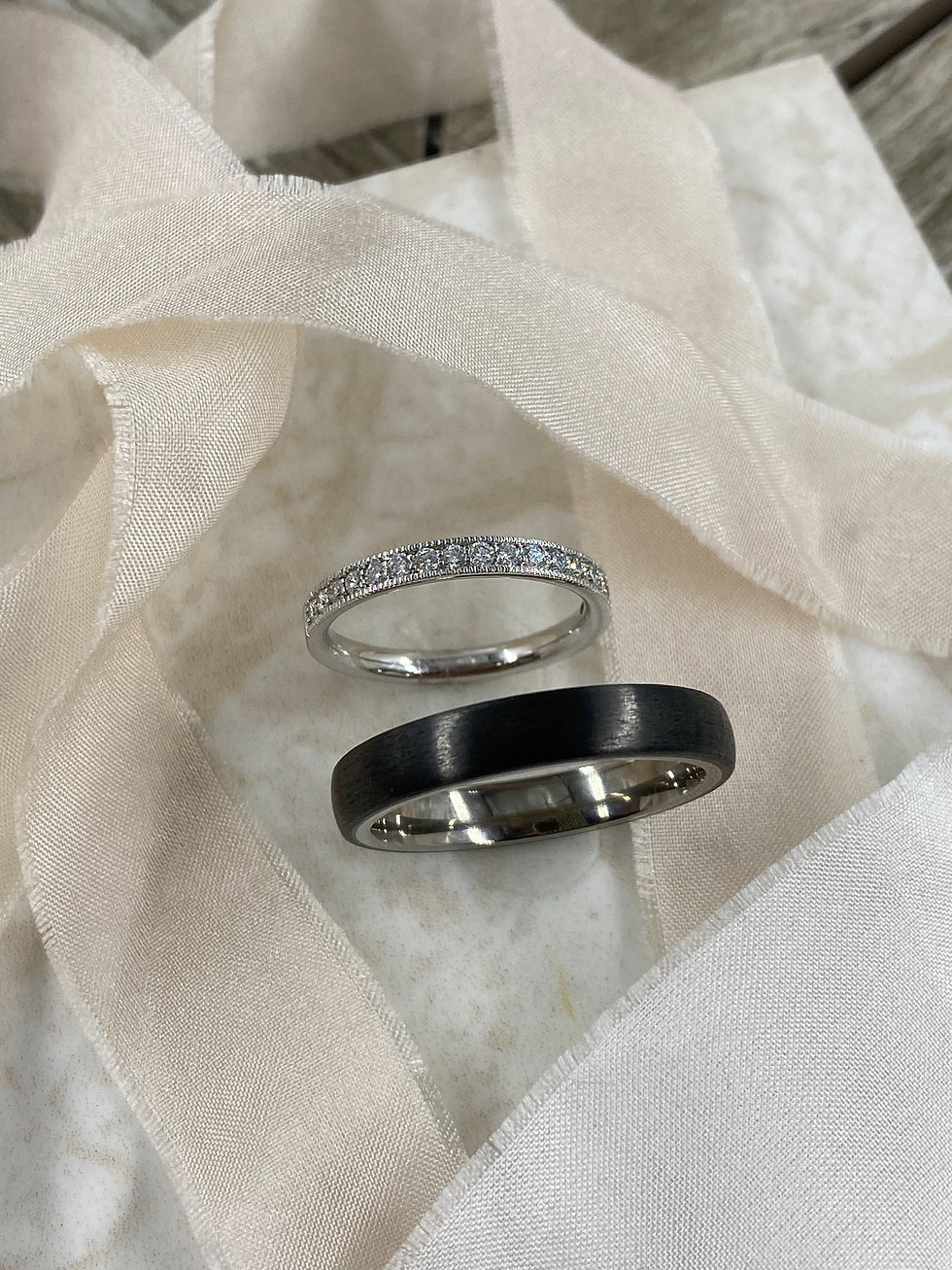 Platinum Wedding Band Set with Diamond Band