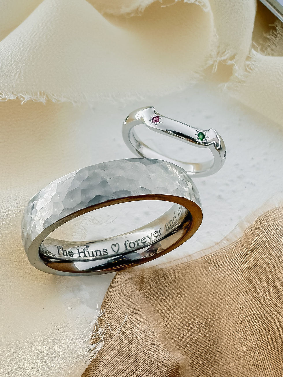 Mixed Metal Wedding Ring Set
