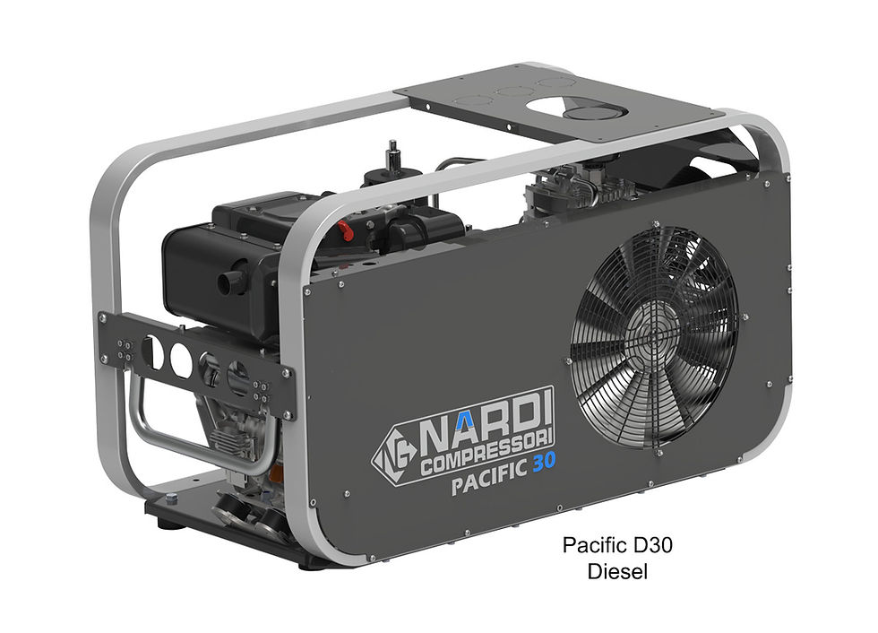 Pacific D30 portable diesel-powered, high-pressure compressor.