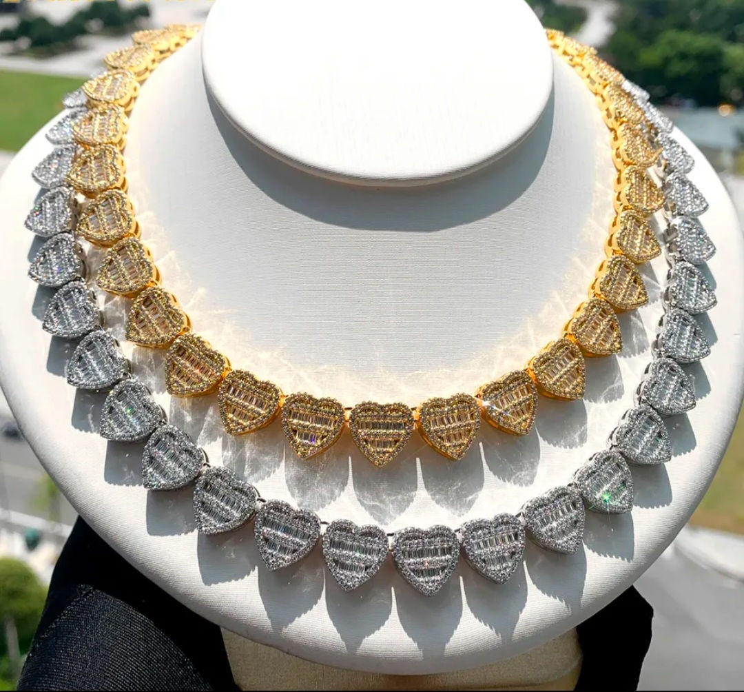 Luxury Baguette Heart Necklace 