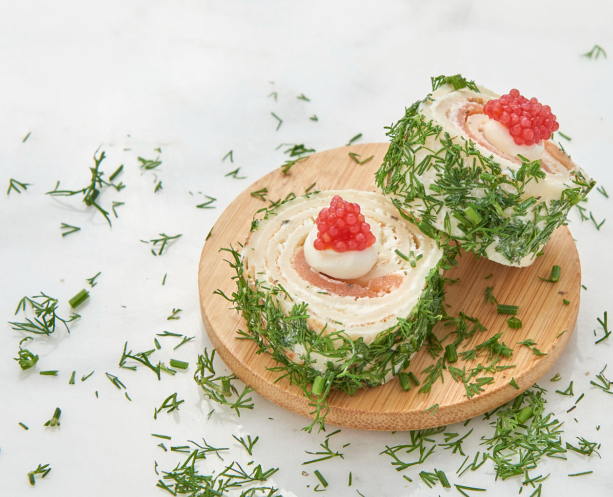 Roulé  de crêpe au saumon fumé