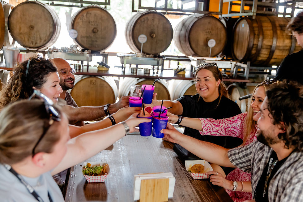 Corporate event clients cheers at happy hour Lazarus brewing