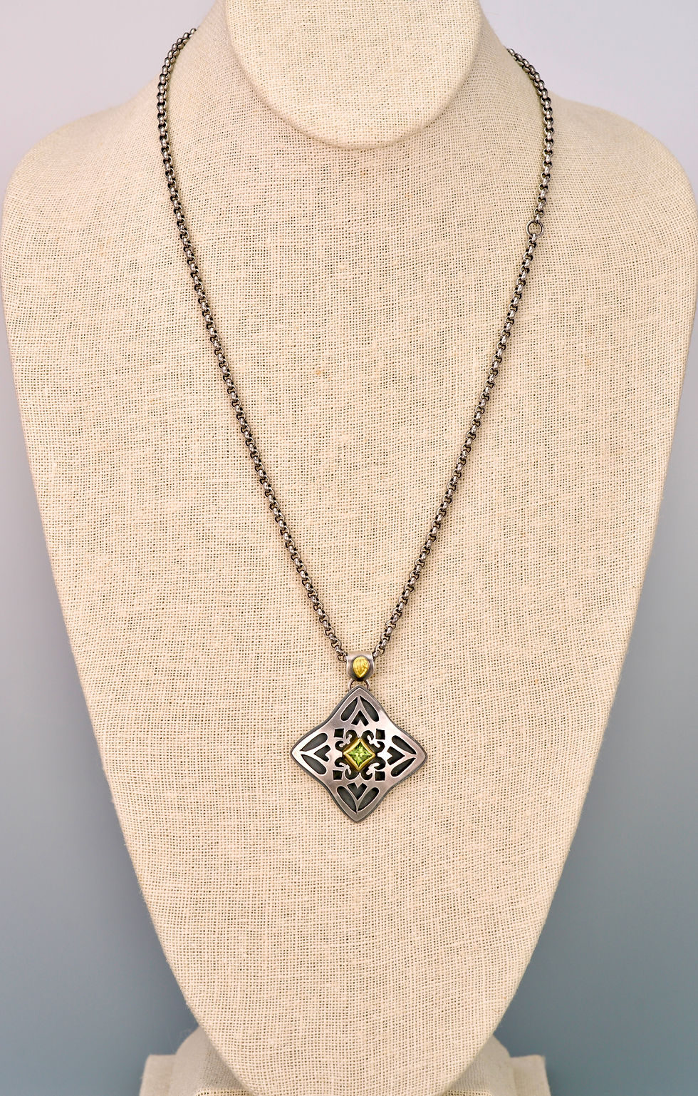 Thumbnail: Peridot, Sterling and 22k Gold Layered Necklace