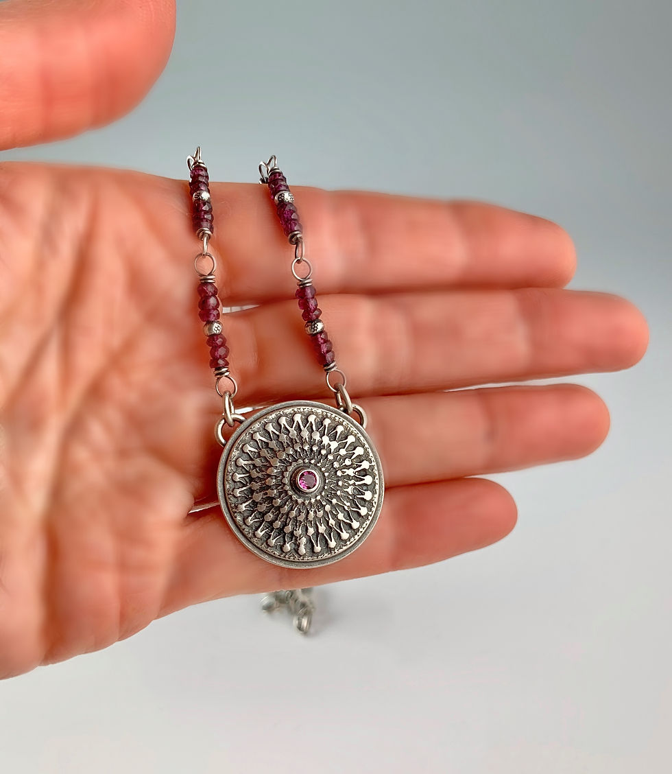 Thumbnail: Rhodolite Garnet Shield Necklace
