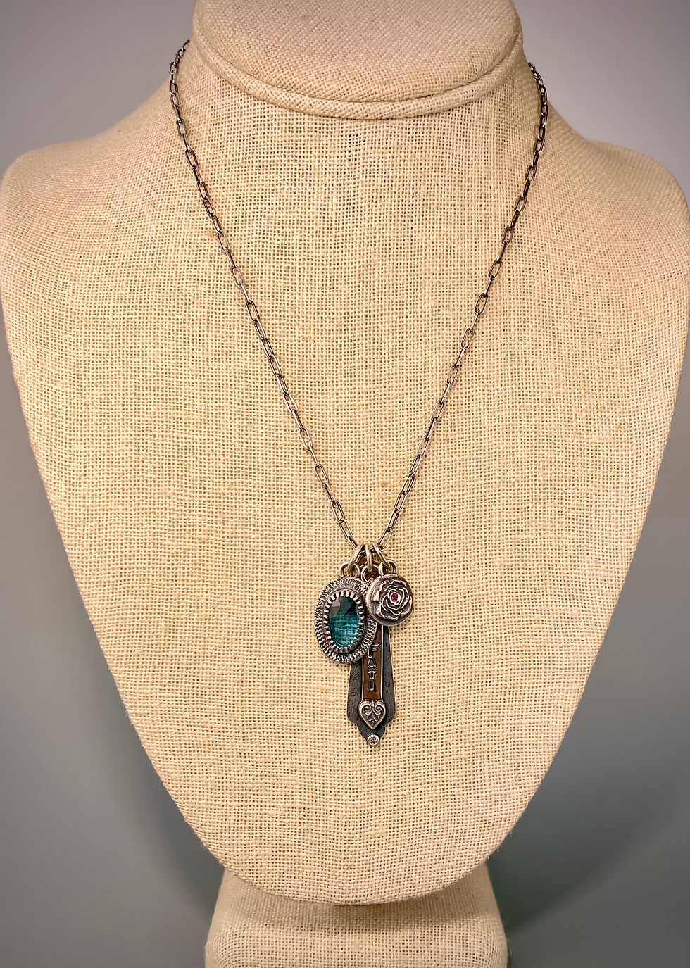 Thumbnail: Amor Fati London Blue Topaz Charm Necklace