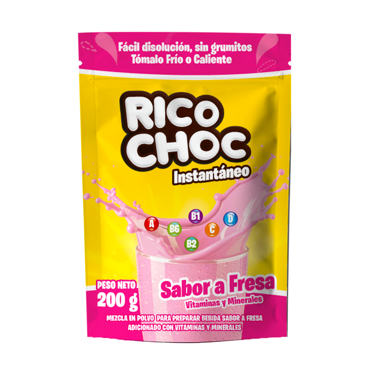Ricochoc Instantáneo Sabor Fresa  Vitaminas y Minerales