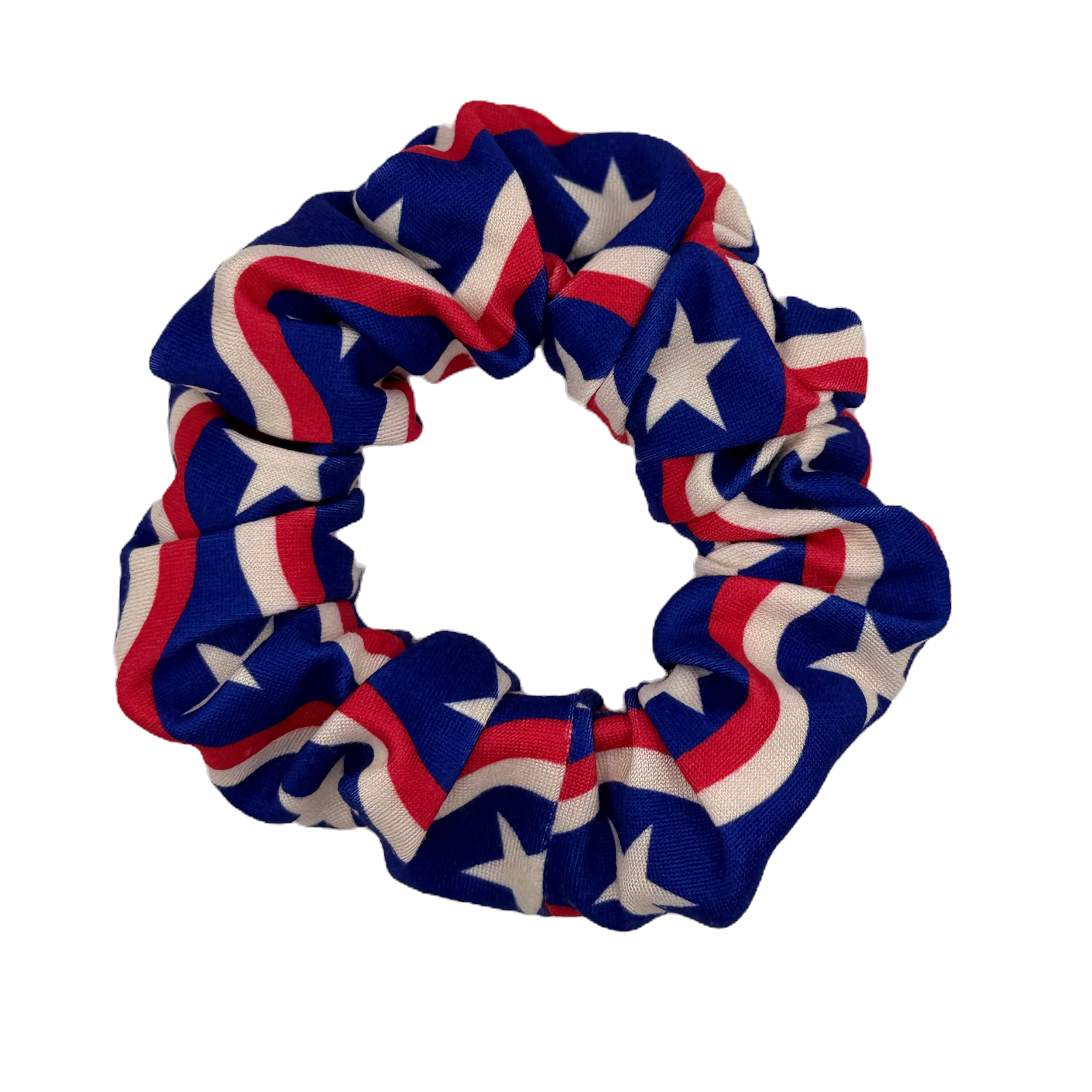Scrunchie - Wavy Red White & Blue Stars