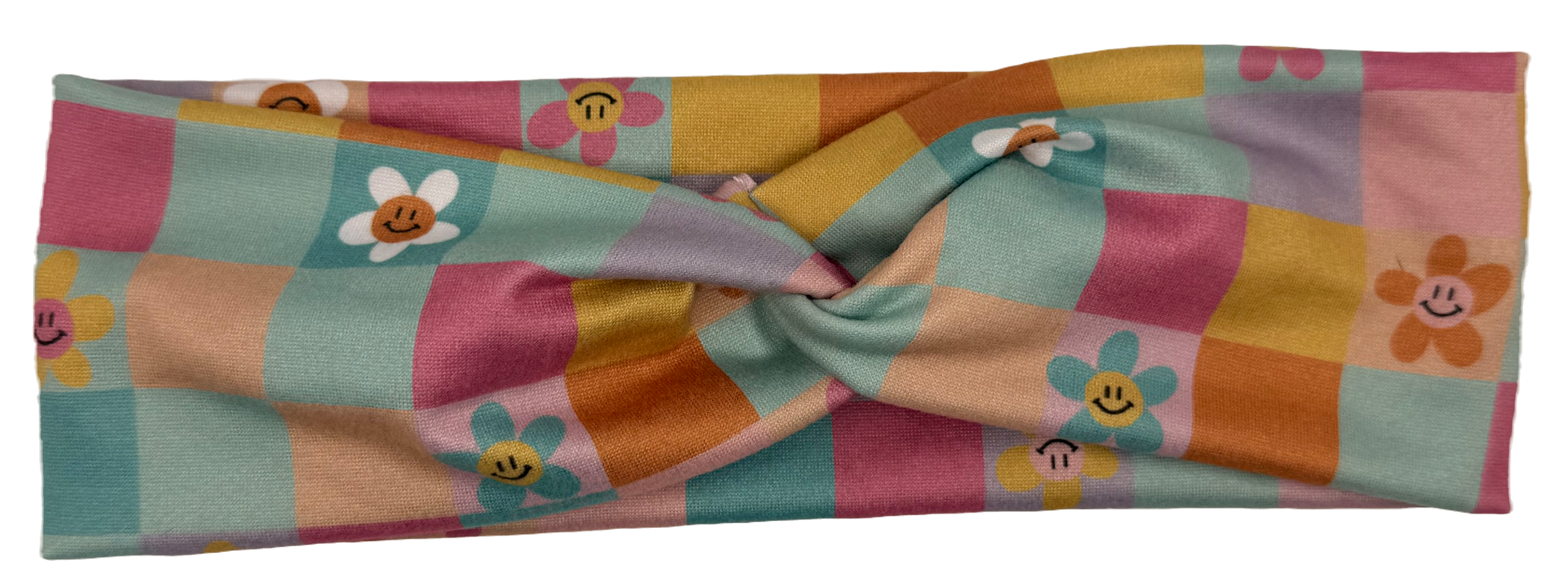 Skinny Band - Colorful Checkered Daisies