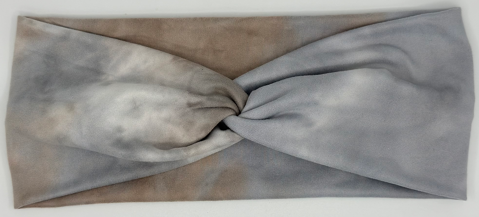Twisted Headband - Gray & Tan Tie Dye