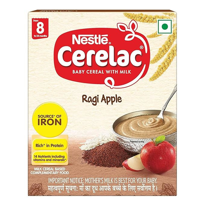 Nestlé Cerelac Baby Cereal With Milk, Ragi Apple, From 8 To 24 Months, Stage 2