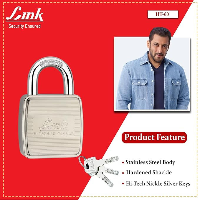 Link Locks 60mm Lock with 3 hi-tech Keys | Locks for Home | Lock and Key