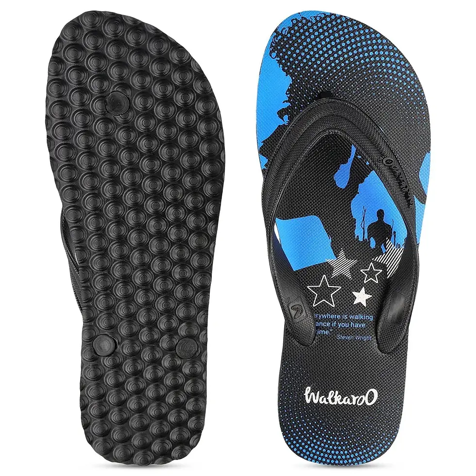 Thumbnail: WALKAROO(HG163) Men's Hawai Slipper - Blue Black