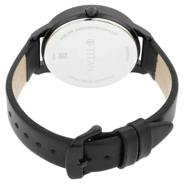 Thumbnail: Titan Women's Precision Simplicity Watch: Black Gradient Dial with Leather Strap