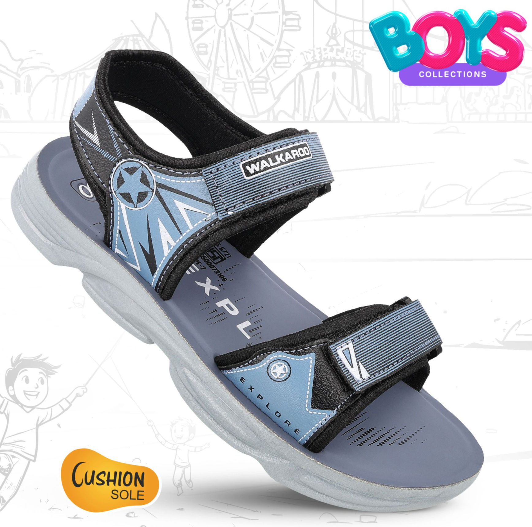 WALKAROO Men's Flat Sandals - WBR58078