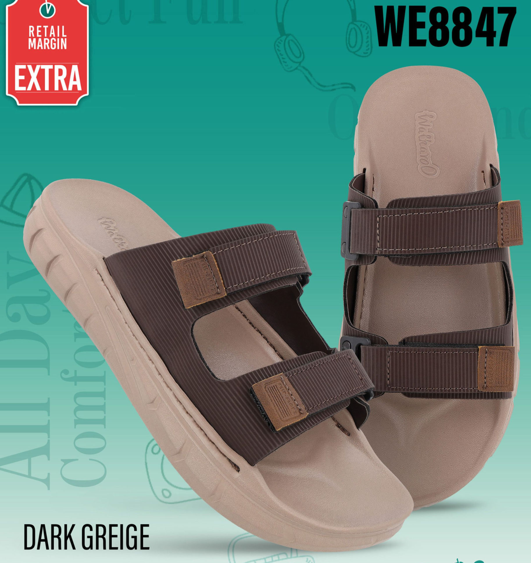 WALKAROO Men's Flat Sandals - WE8847