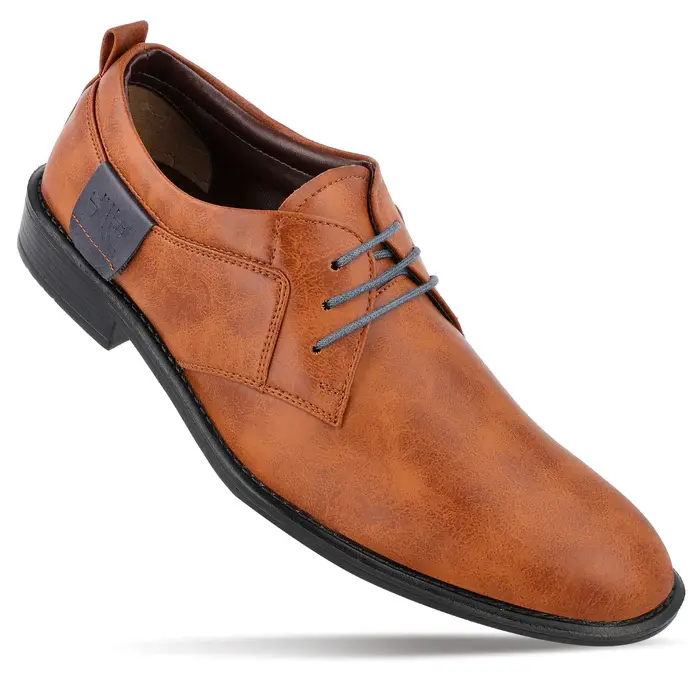 WALKAROO(TF3501) Men's Lace-up Formal Shoes - Tan