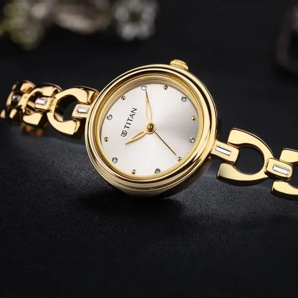Titan Lagan Silver Dial Analog Metal Strap Watch for Women