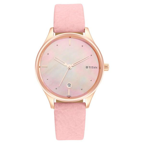 Titan Pastel Dreams Pink Mother of Pearl Dial Analog Leather Strap
