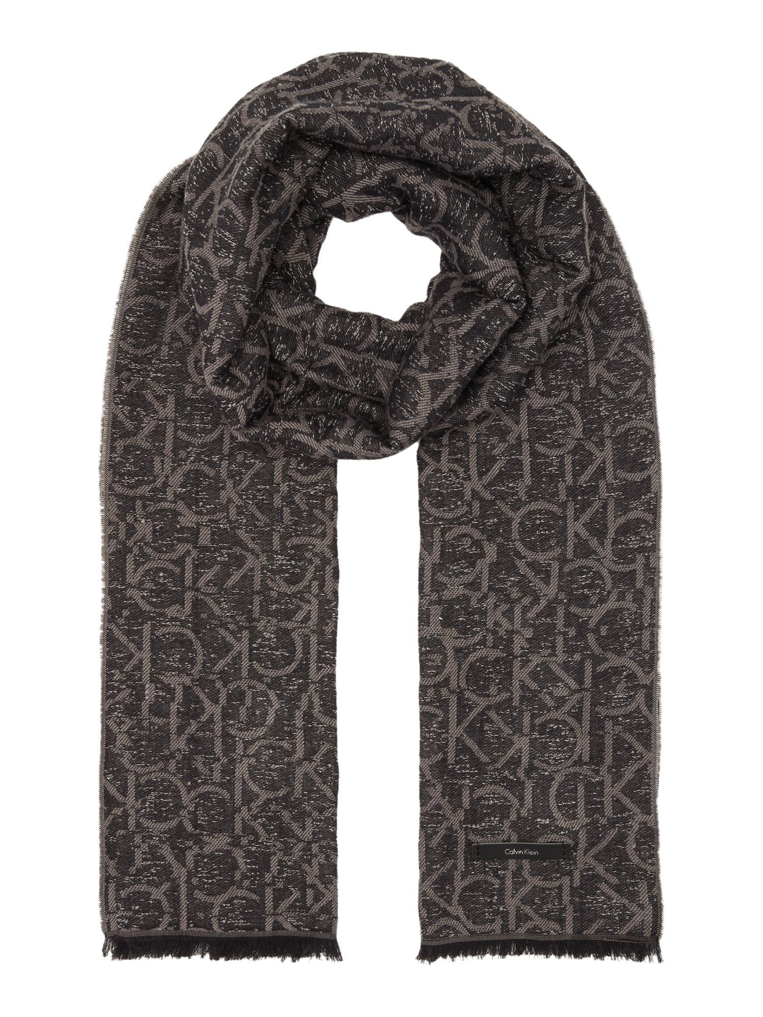 Calvin Klein Jacquard Glitch Scarf, Black