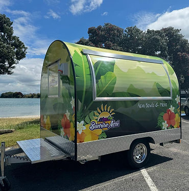 Food cart full wrap bold signwriting NZ Food Trailers
