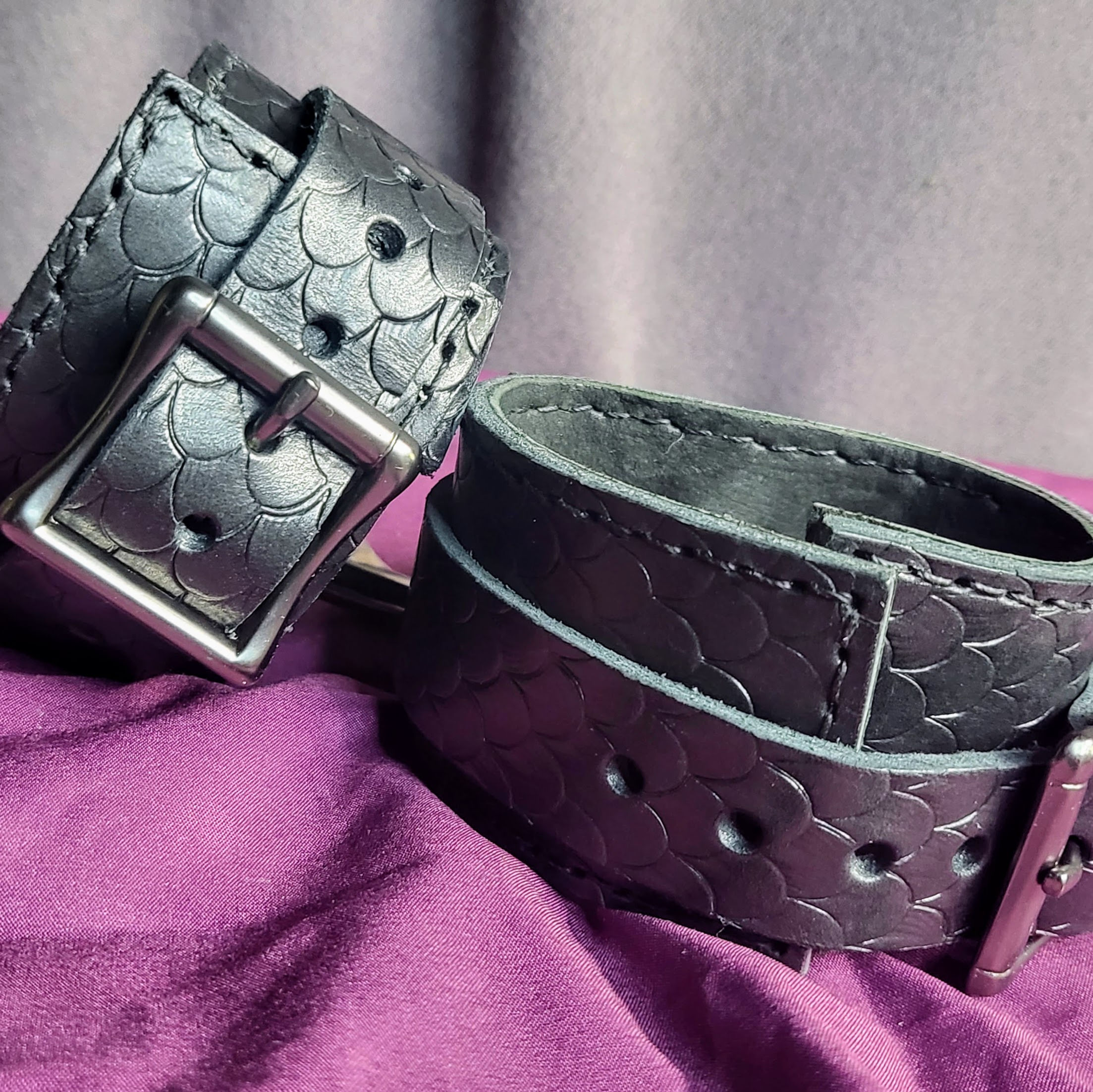 Handmade Dragonscale Cuff Set - by Charter Oak Leather